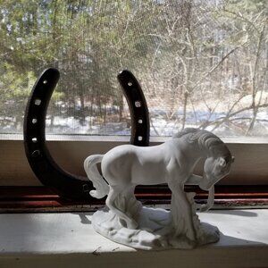 GENUINE PORCELAIN BISQUE HORSE FIGURINE